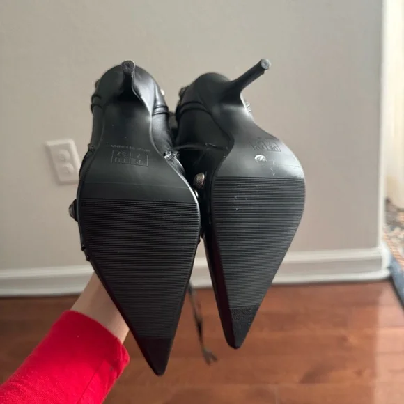 Rocker Chic Knee High Studded Stiletto Boots with Tassels - Picture 13 of 13